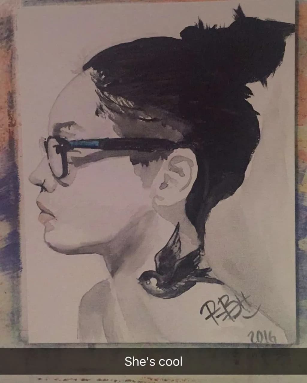 Profile with Sparrow Tattoo