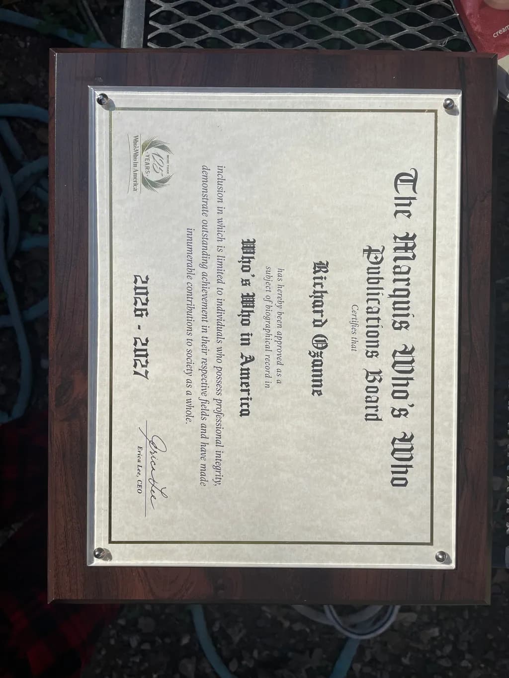 Who’s Who in America Award