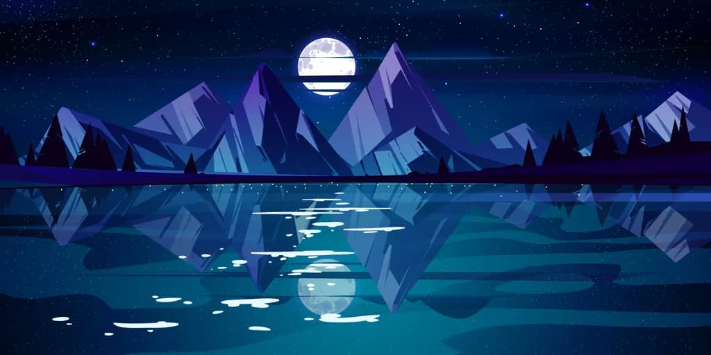Moonlit Mountain Reflections