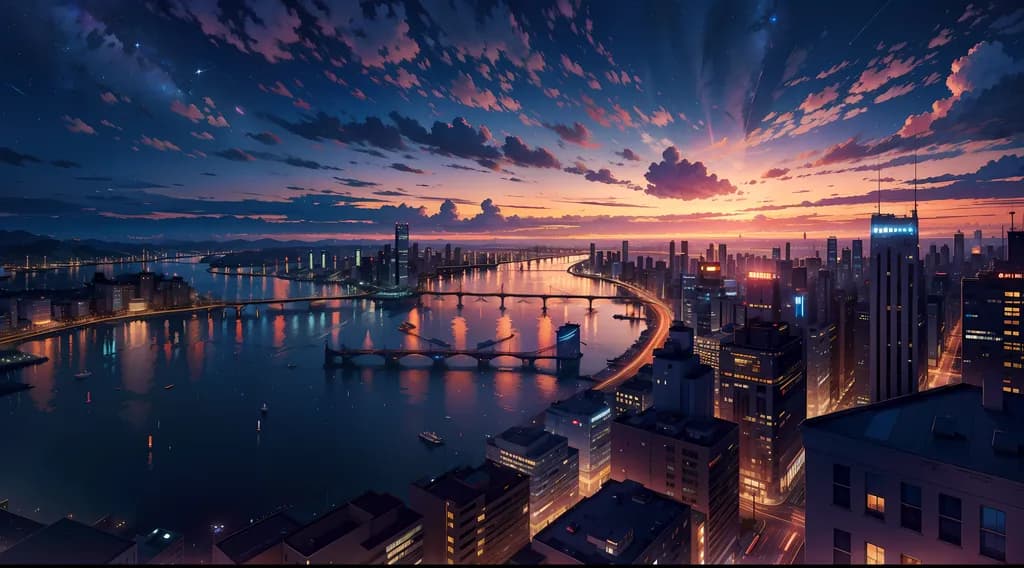 Black Anime Cityscape