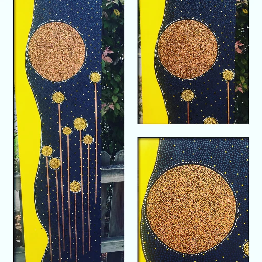 Yellow Circles on Navy Background