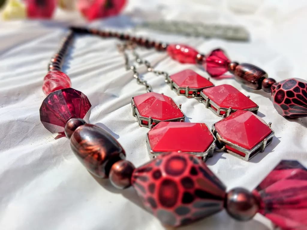 Crimson Geometry Necklace
