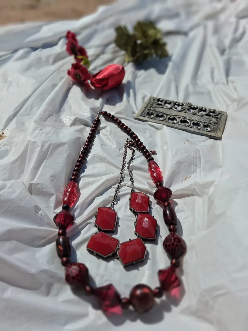 Red Geometry Necklace