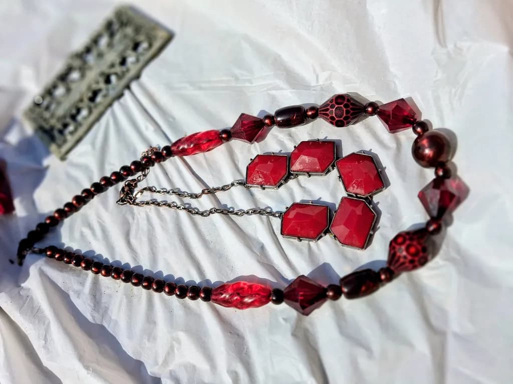Crimson Geometry Necklace