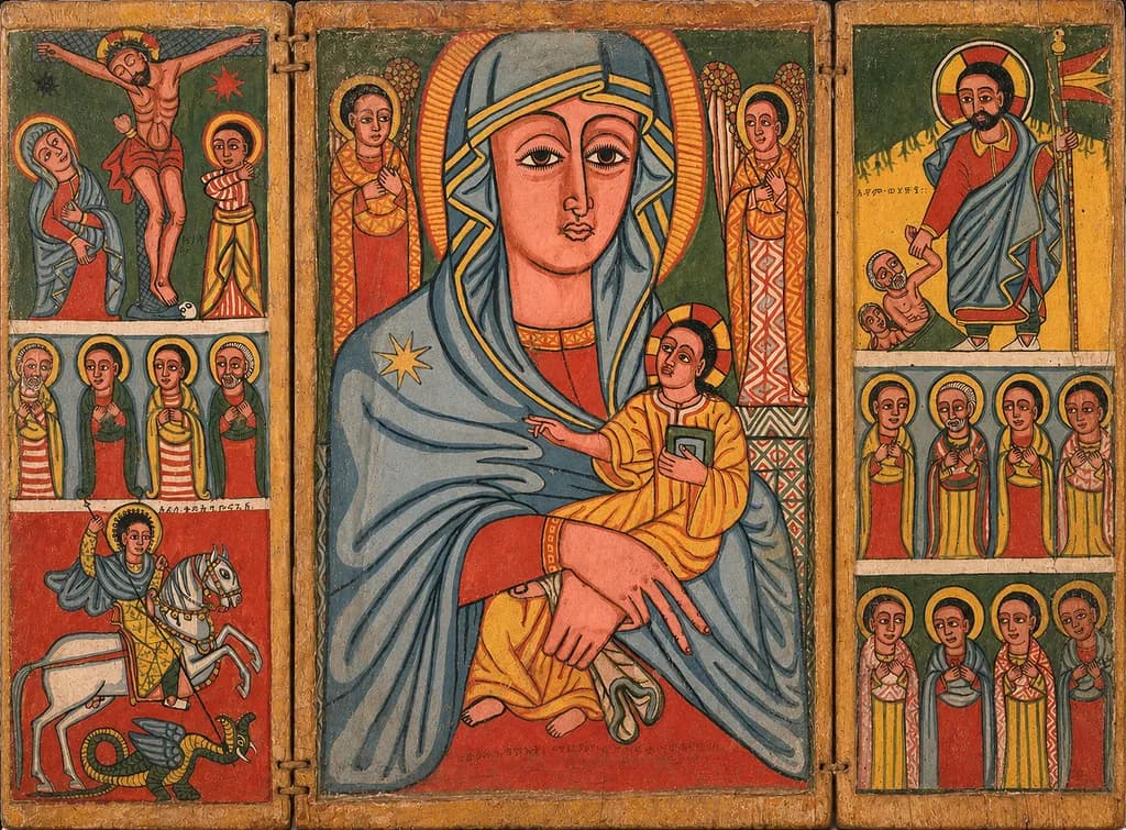 Mary and Child Ethiopian Icon Triptych