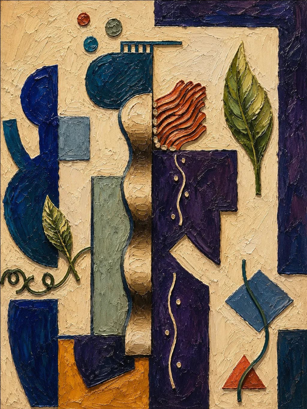 Impasto Botanical Abstract Painting — Geometric Wall Art