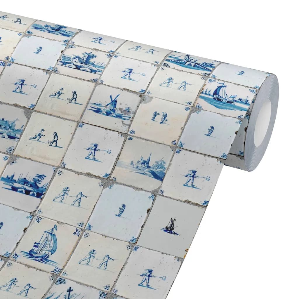 1680 Blue French Tiles Peel & Stick Wallpaper
