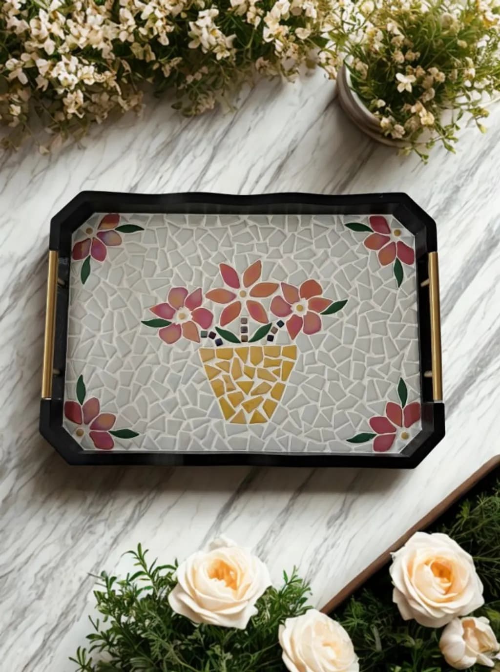 Floral Mosaic Tray