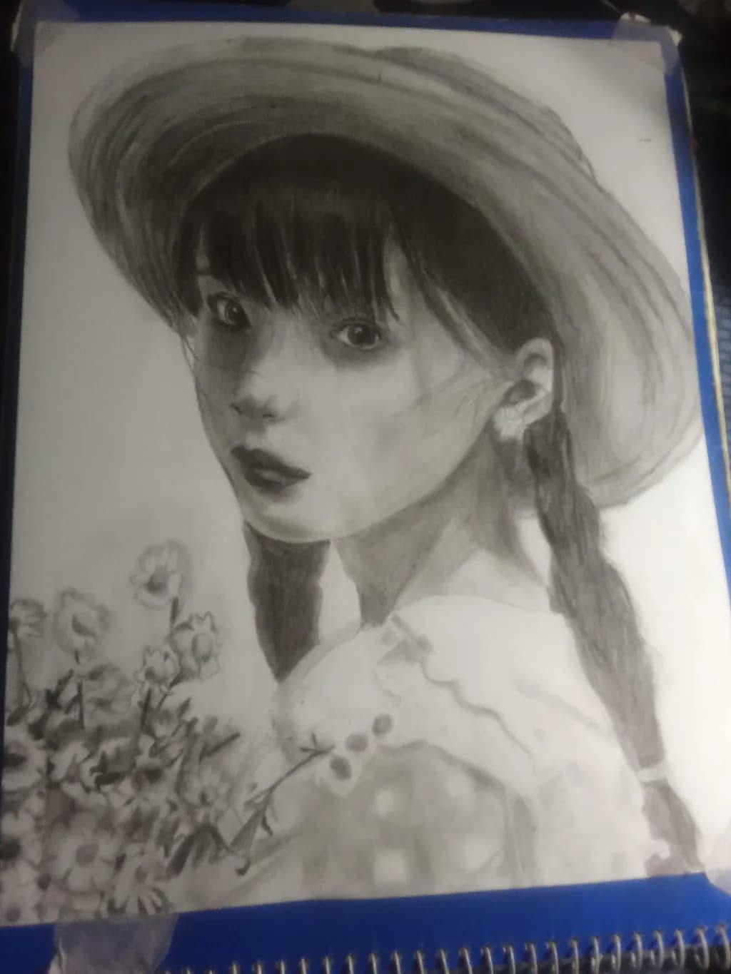 Girl with Braids and Hat