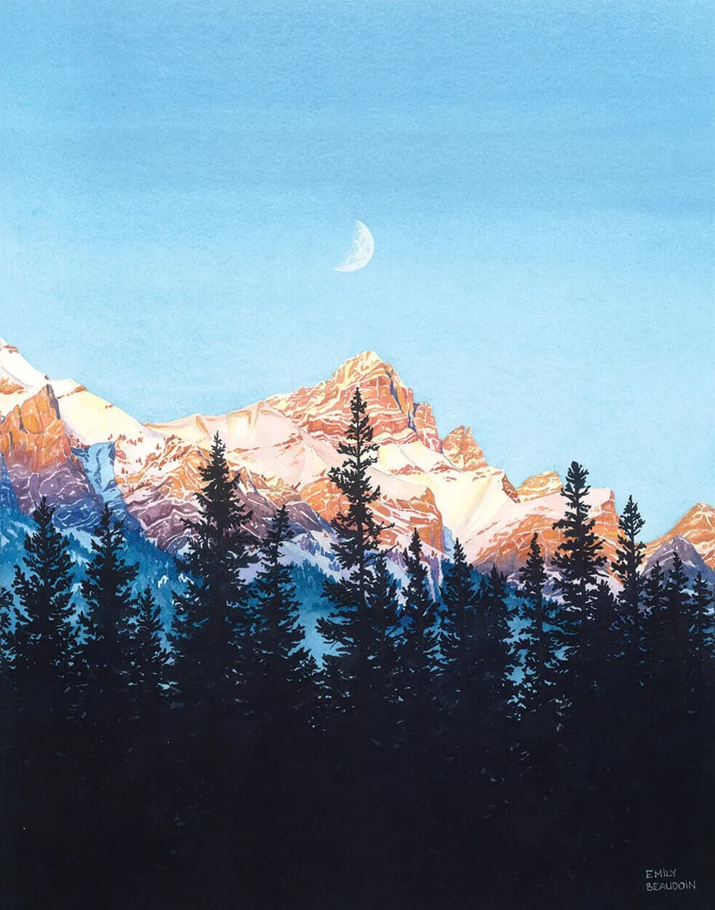 Moonset Over Rundle