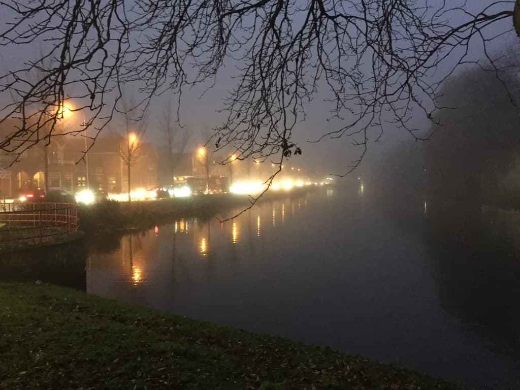 Foggy Canal Lights
