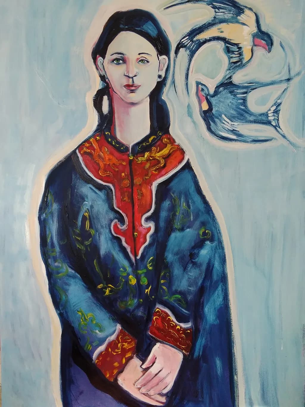 Blue Robe with Swallows