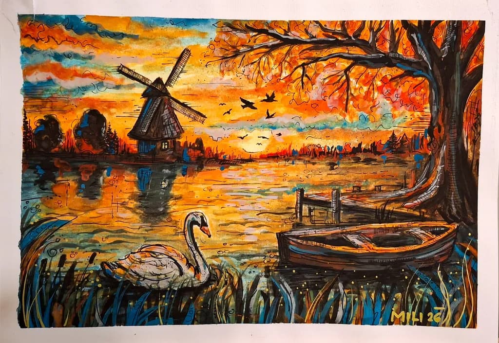 Autumn Lakeside Sunset