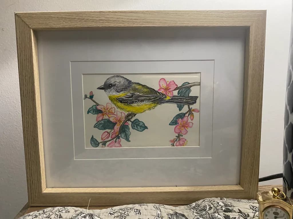Yellow Finch on Blossom Branch