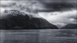 Monochrome Fjord Mountains