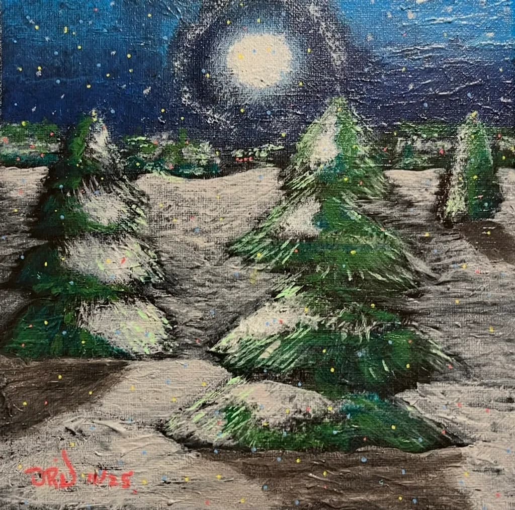 Snowy Pines Moonlight
