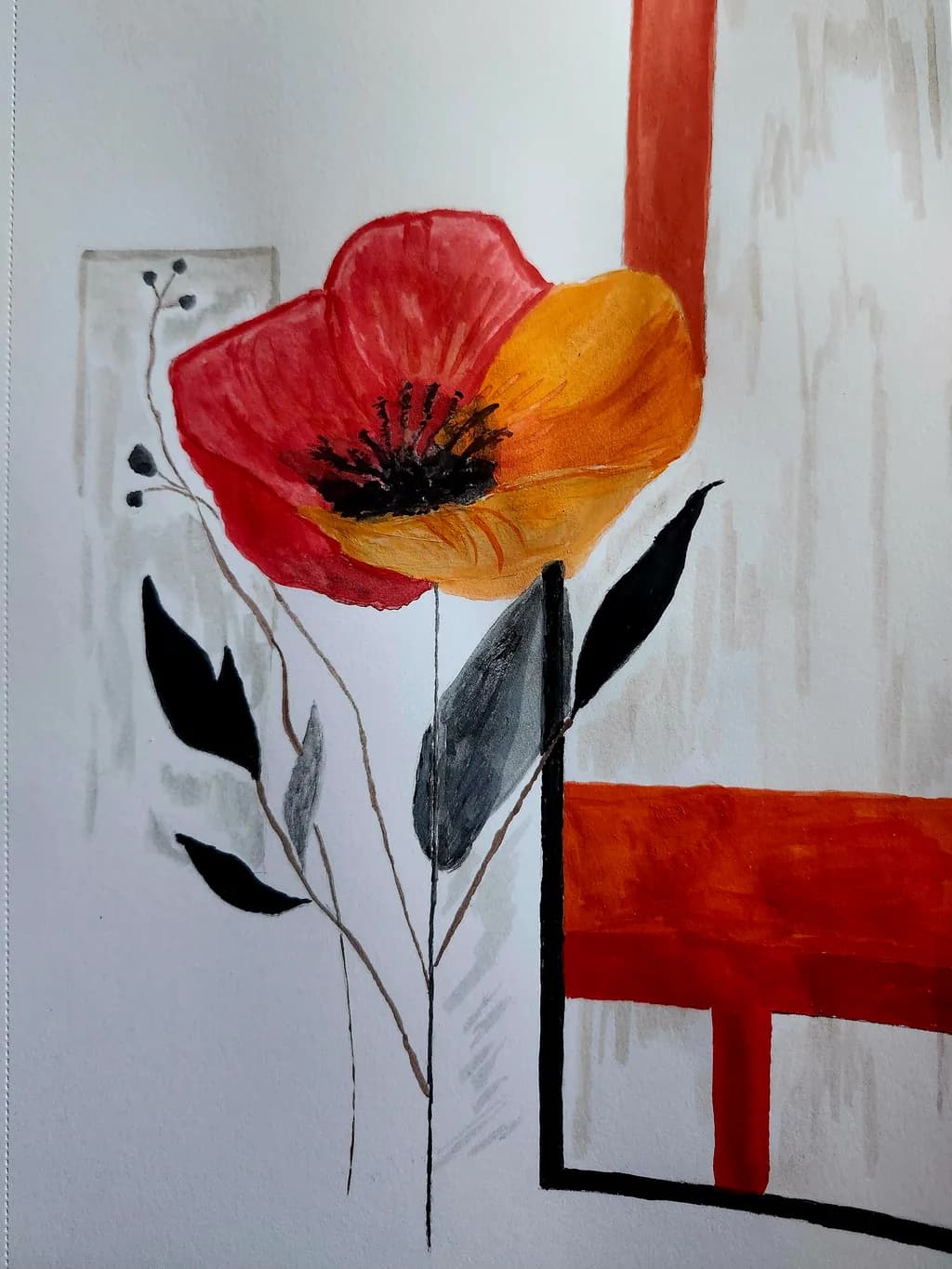 Red and Orange Flower Composition