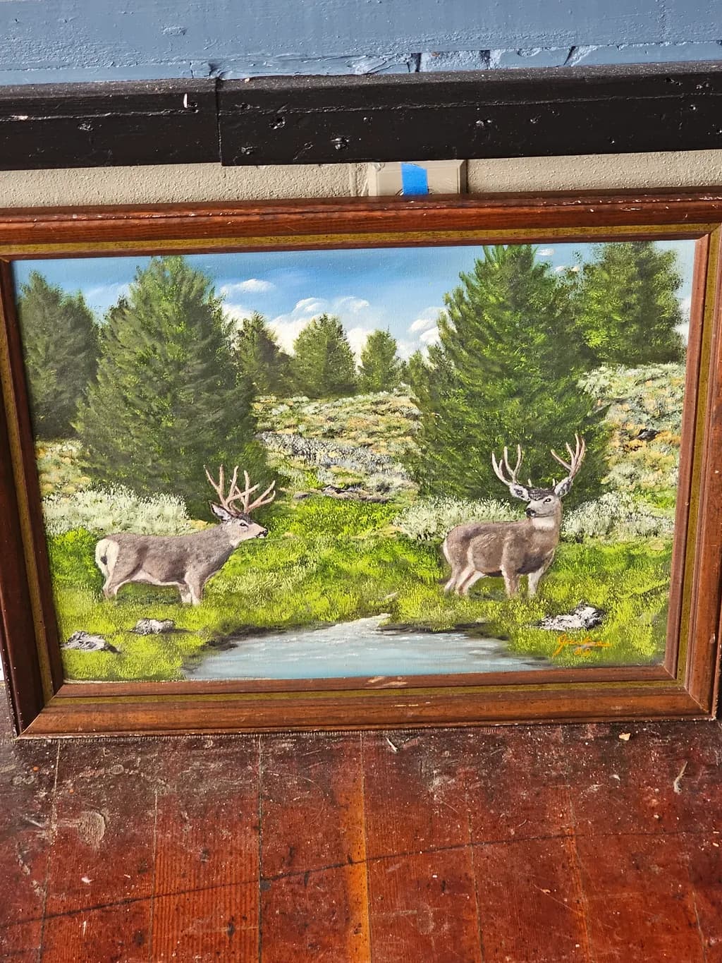 Twin Bucks by the Stream