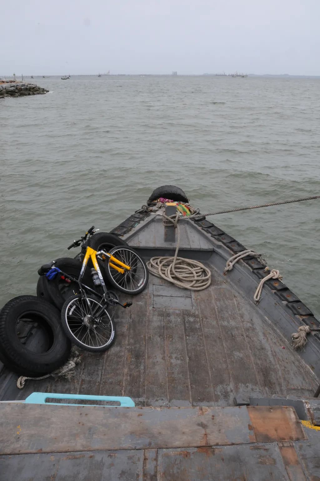 Boat Bow with Yellow Bicycle