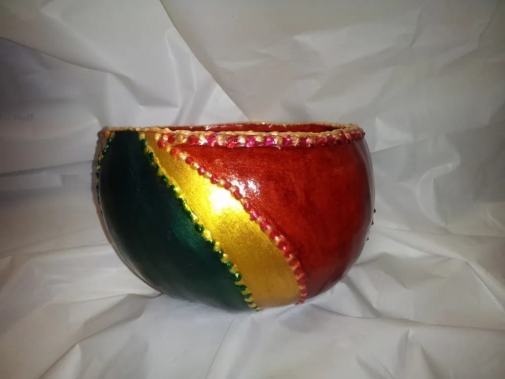 Tri-Color Beaded Vessel