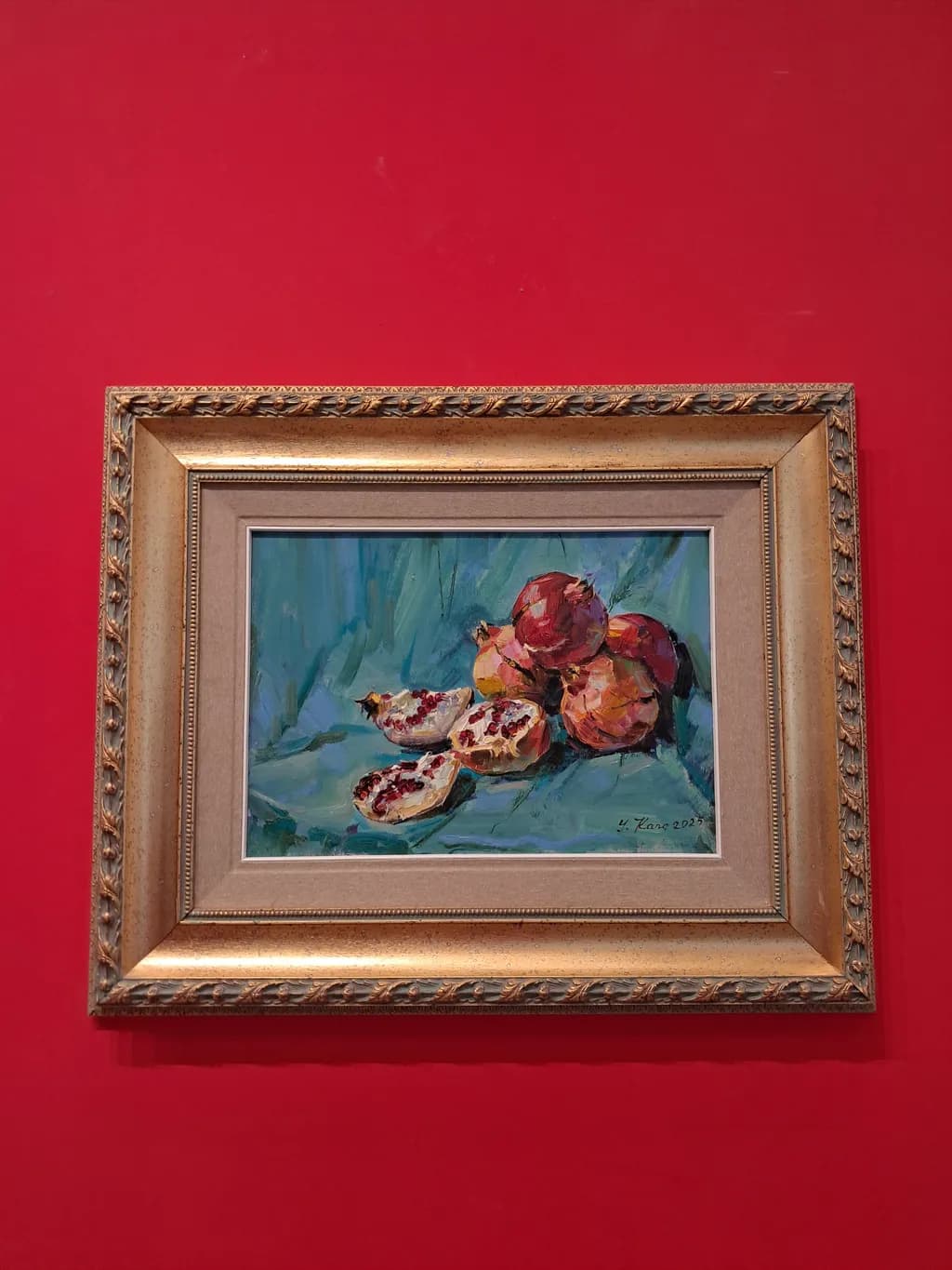 Pomegranates on Teal