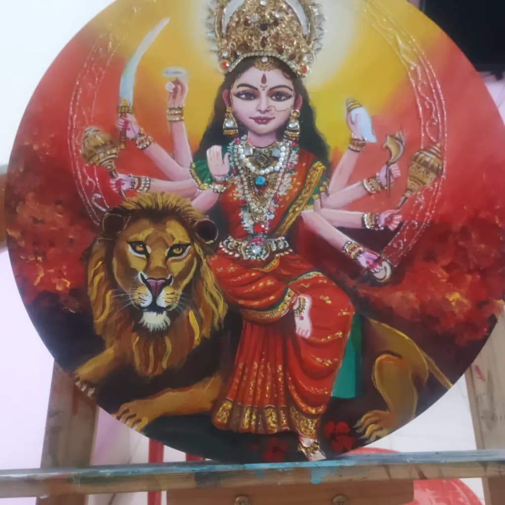 Divine Durga and Lion