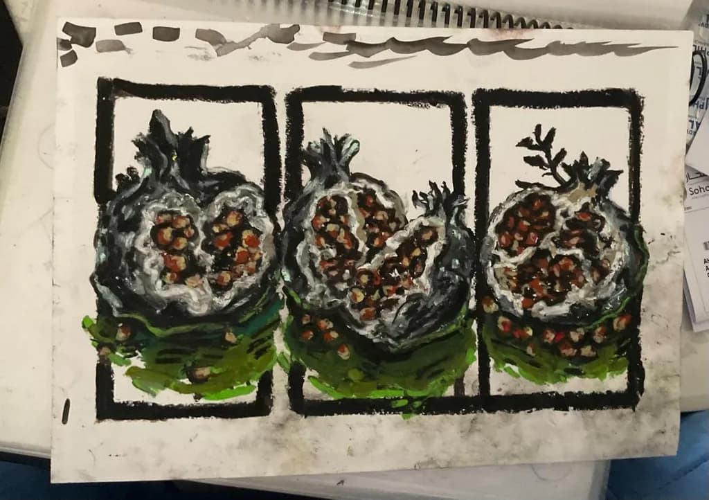 Pomegranate Segments Triptych