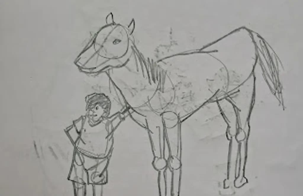 Child and Horse Sketch