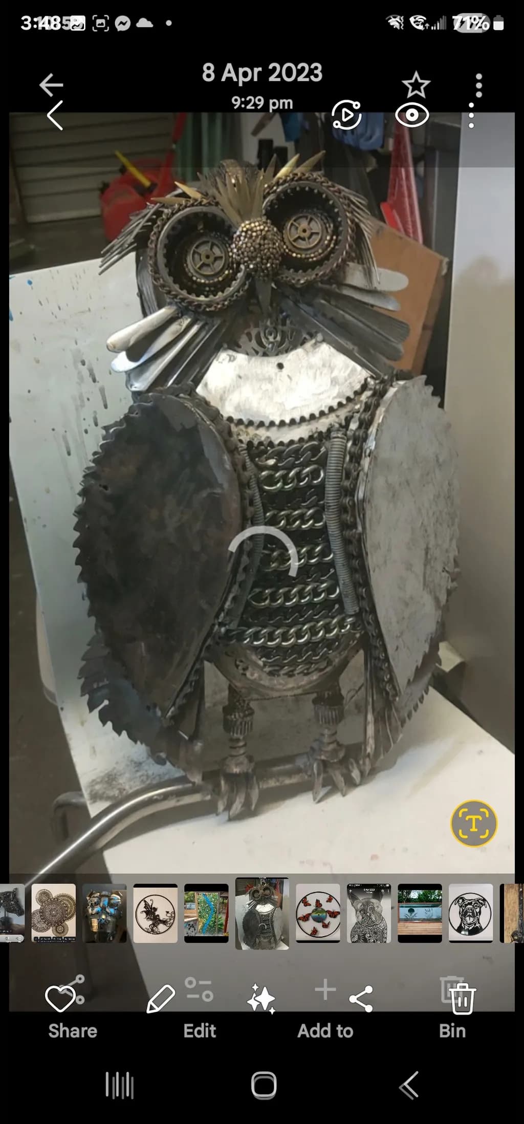 Industrial Owl Sculpture