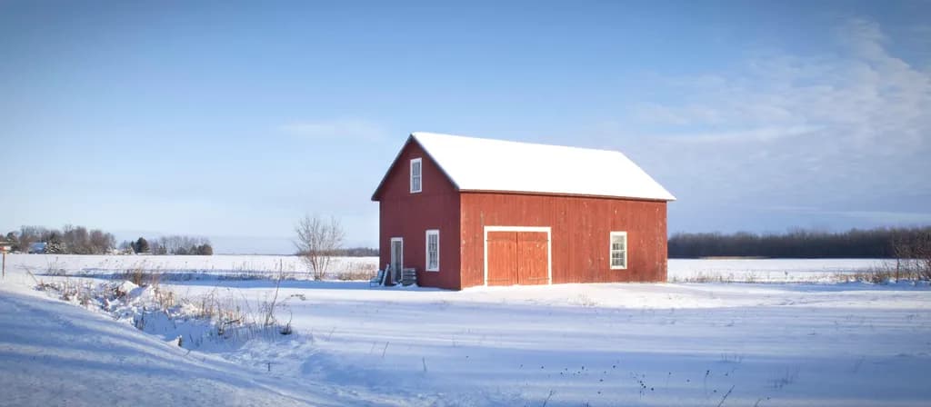 Red Barn in Snow