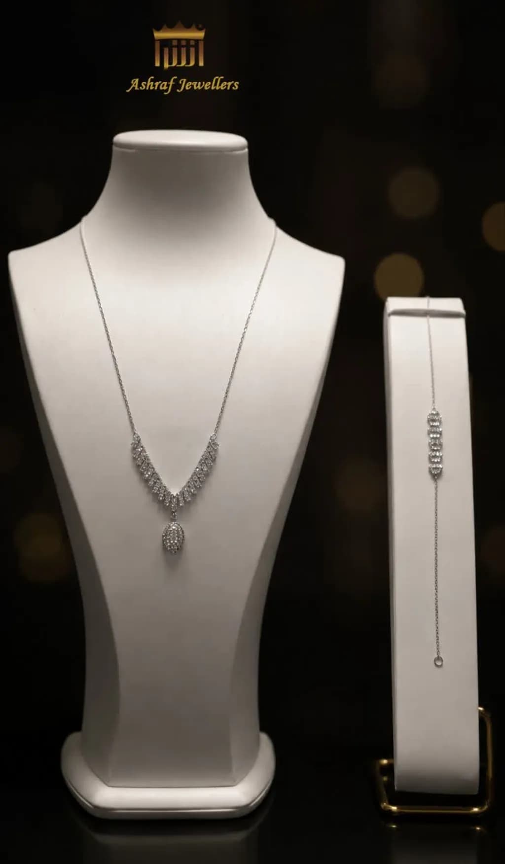 Diamond Cascade Necklace Set