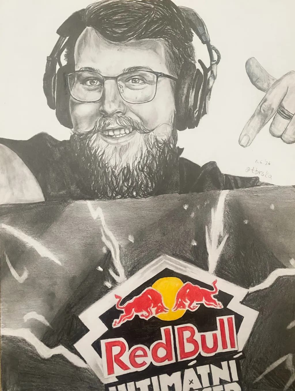 Bearded DJ with Red Bull