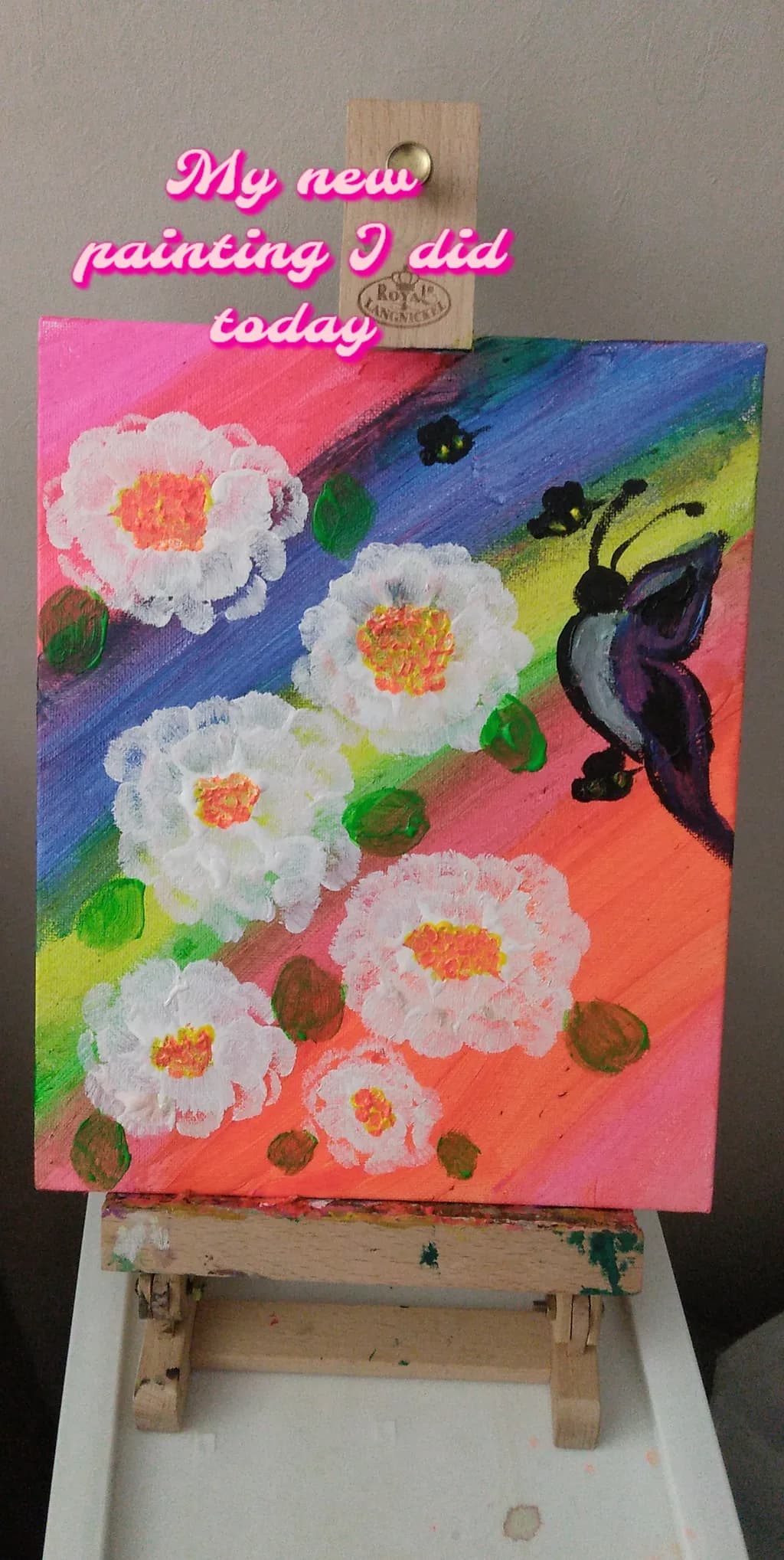 Rainbow Blooms and Butterfly