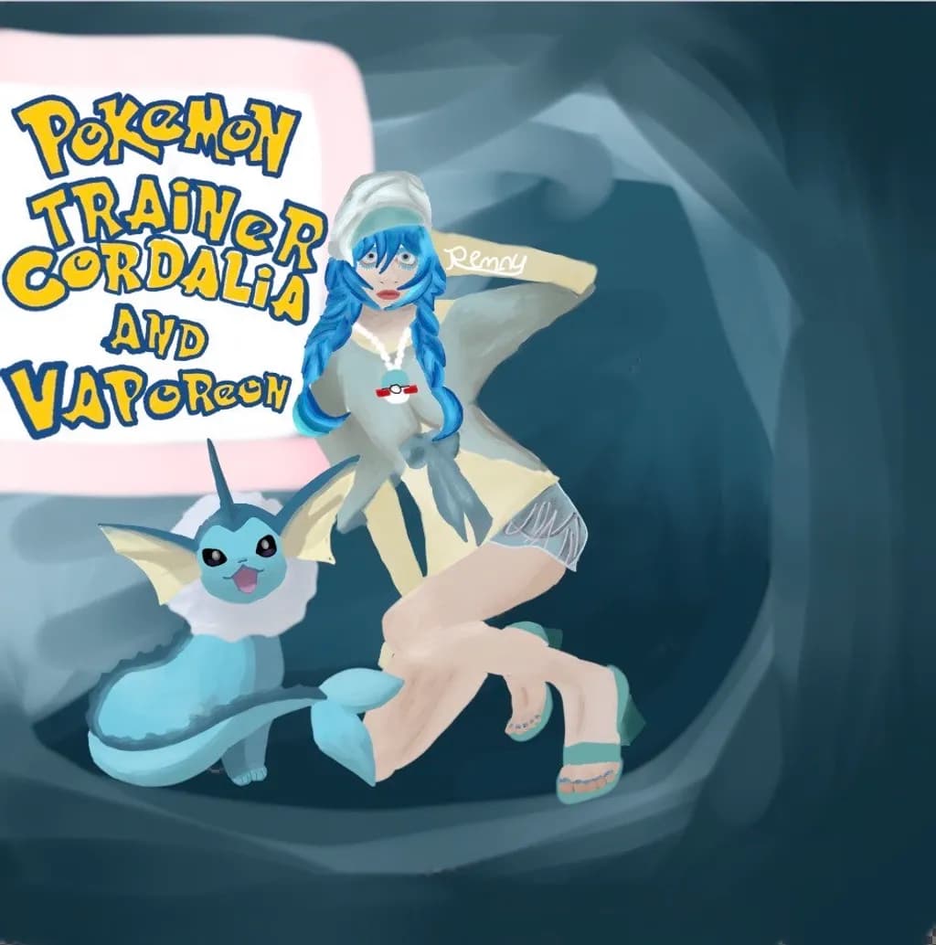 Trainer Cordalia and Vaporeon