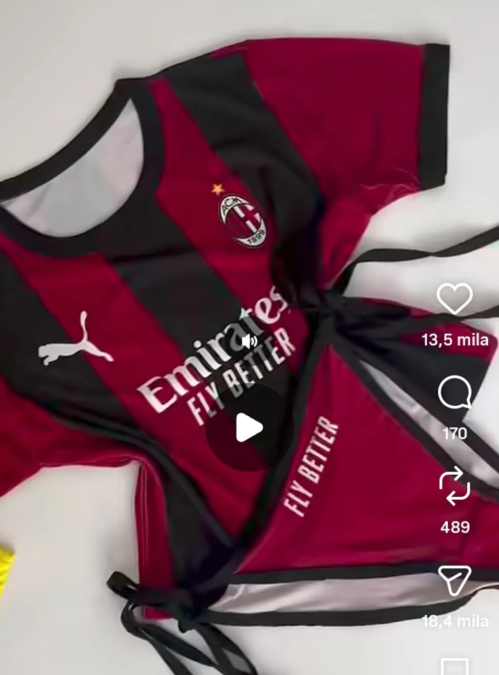 AC Milan Striped Crop Top