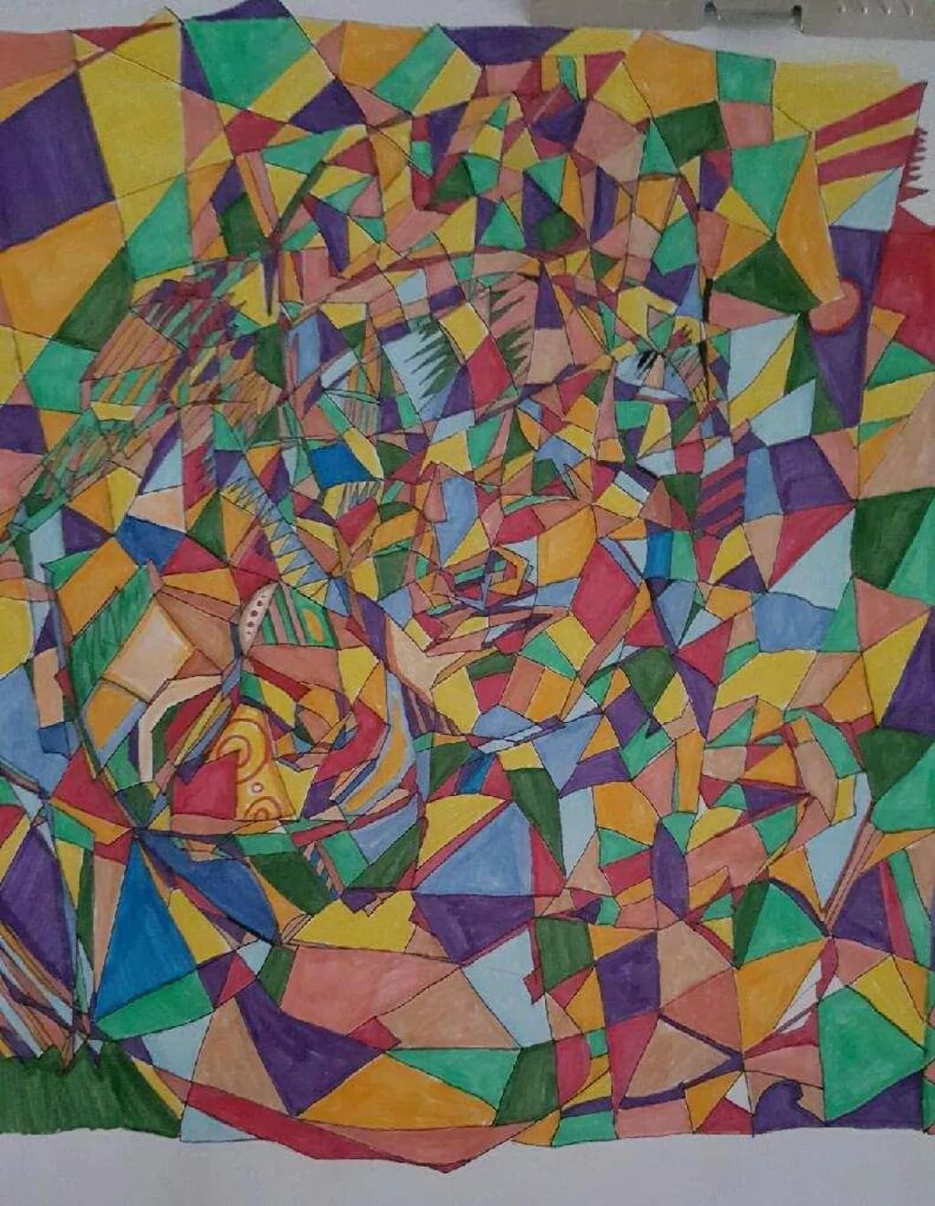 Geometric Tiger Mosaic