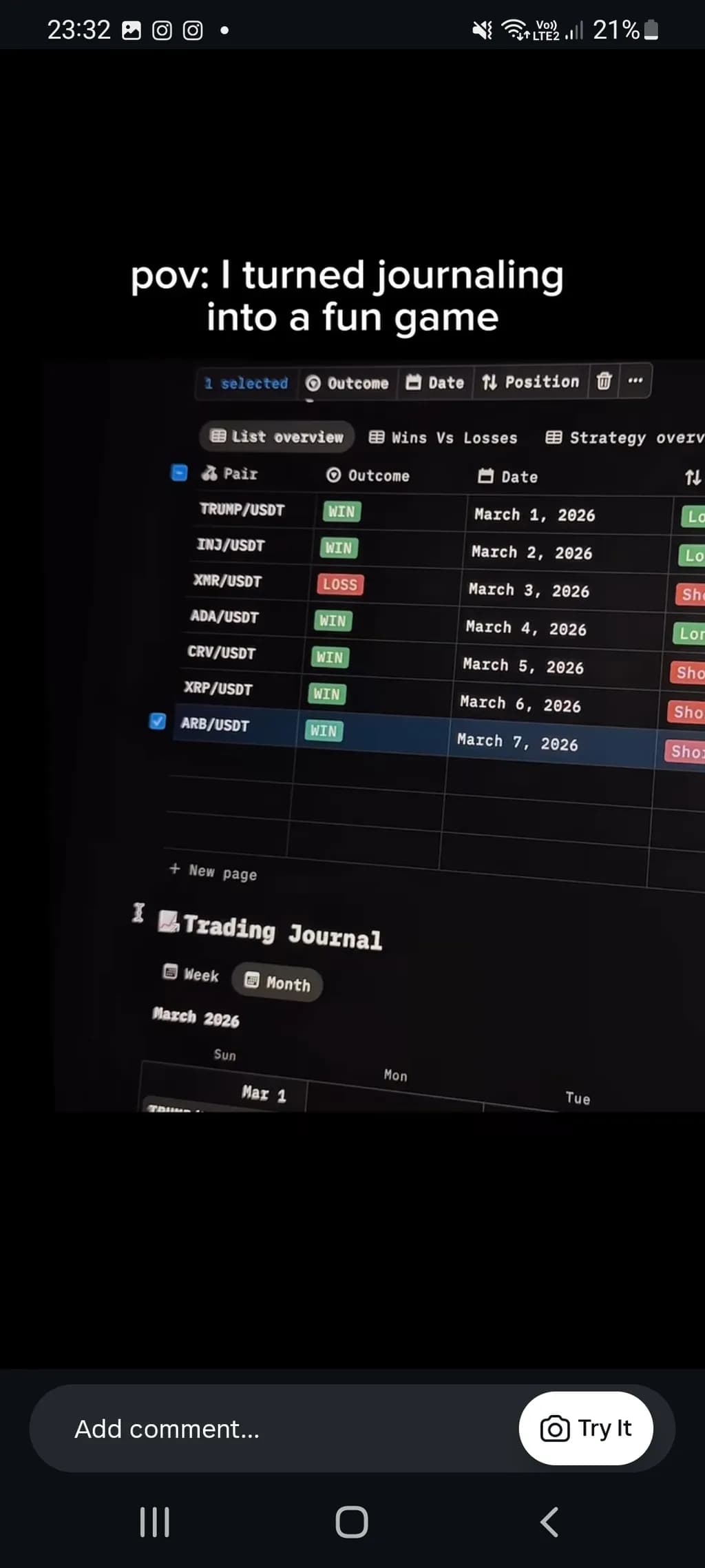 Trading Journal Game
