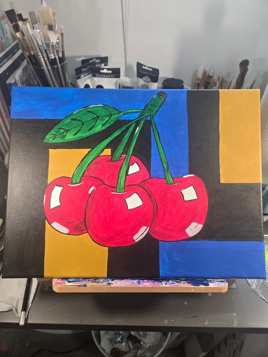 Cherries on Color Blocks