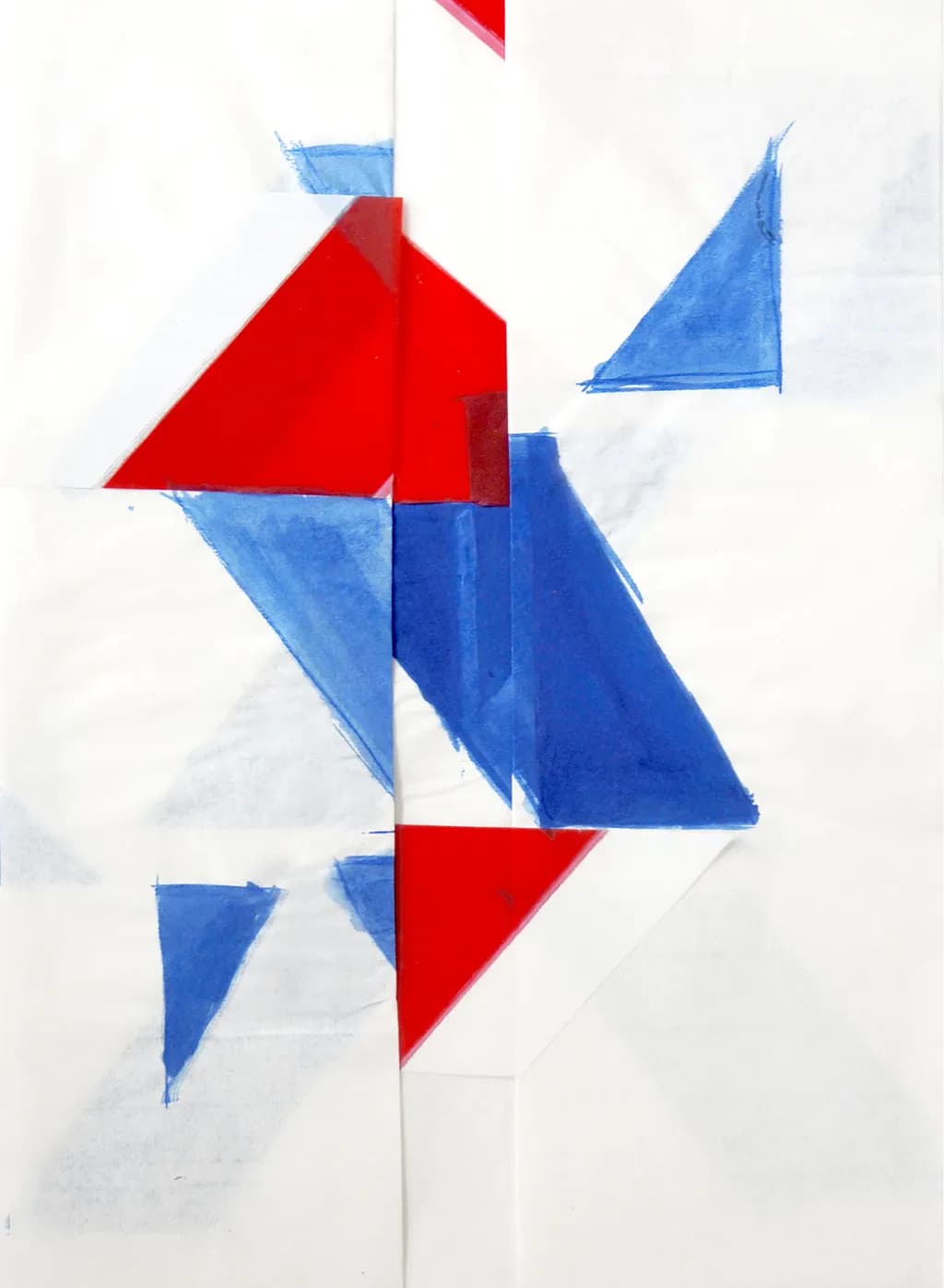 Red/blue, chine papier, tempera, 2016