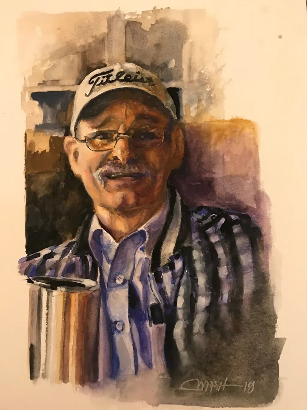 Man with Cap and Mug