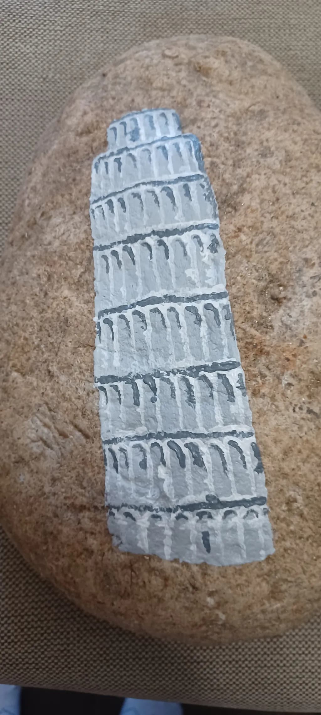 Leaning Tower Stone Painting