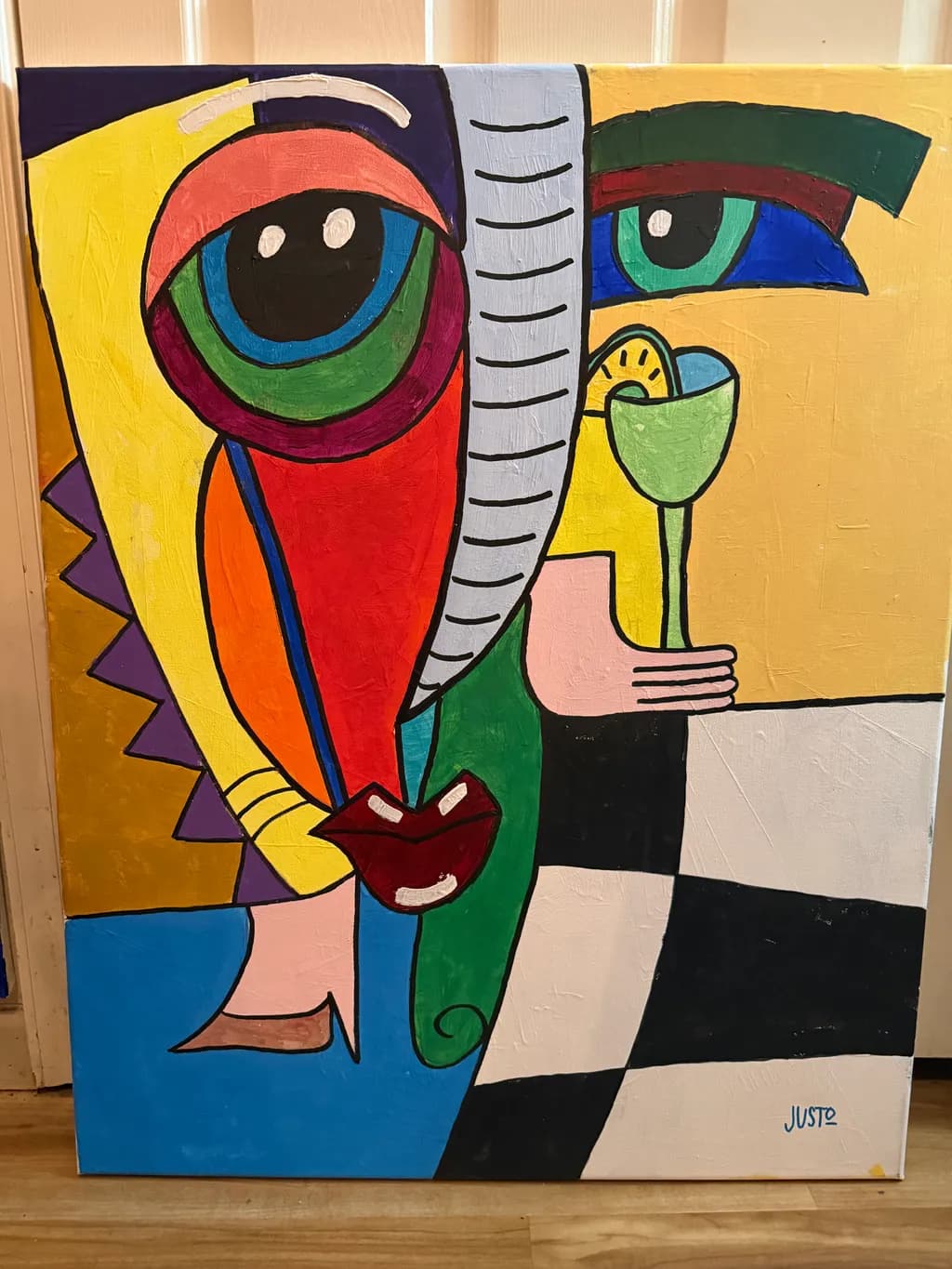 Cubist Portrait with Glass