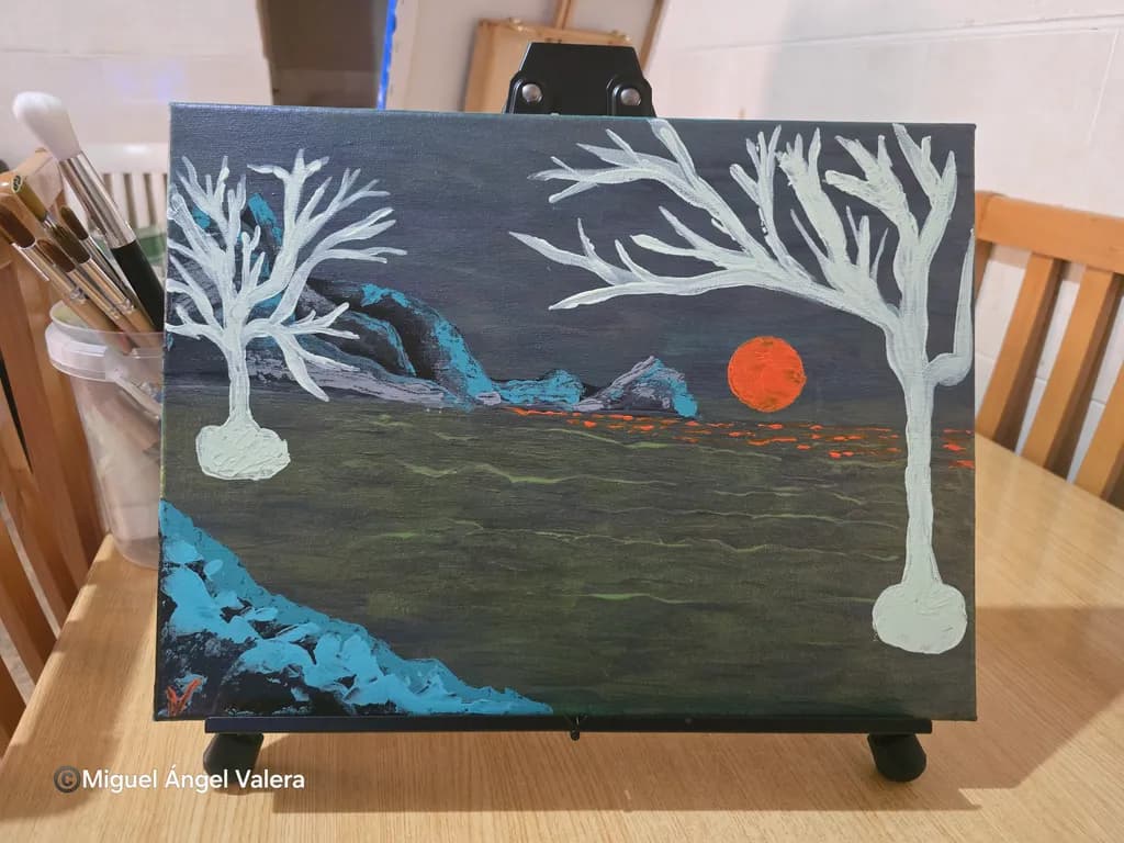 Crimson Dusk Landscape