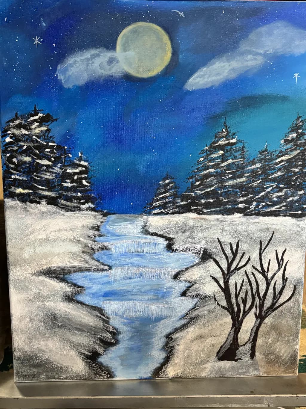 Moonlit Winter Stream