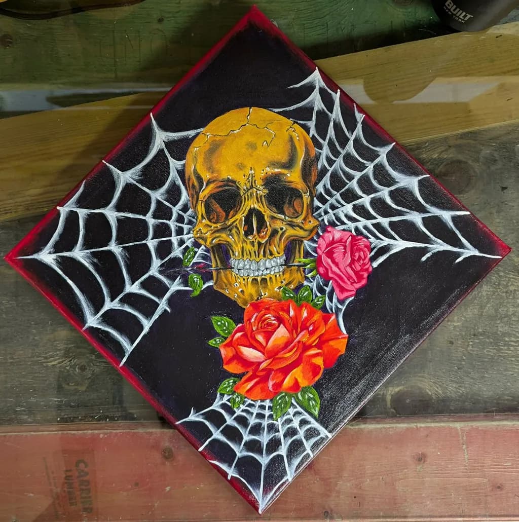 Crimson Bloom Skull