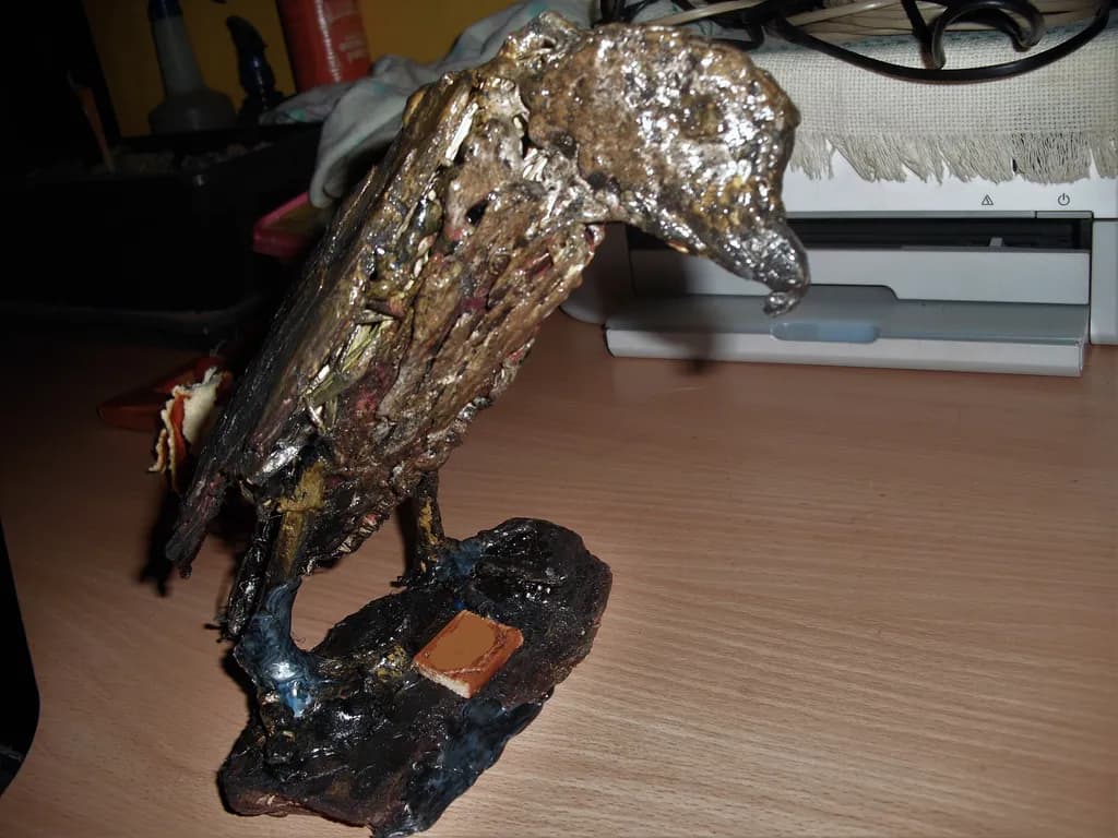 Metallic Crow Sculpture