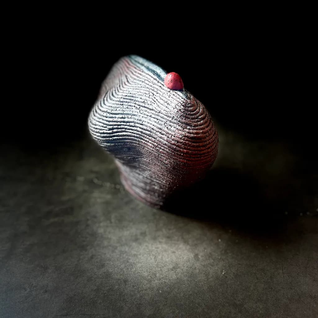 Textured Form with Red Accent