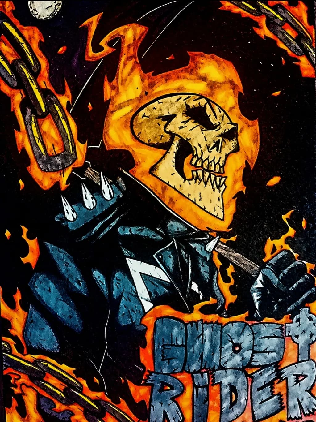 Flaming Rider Skull