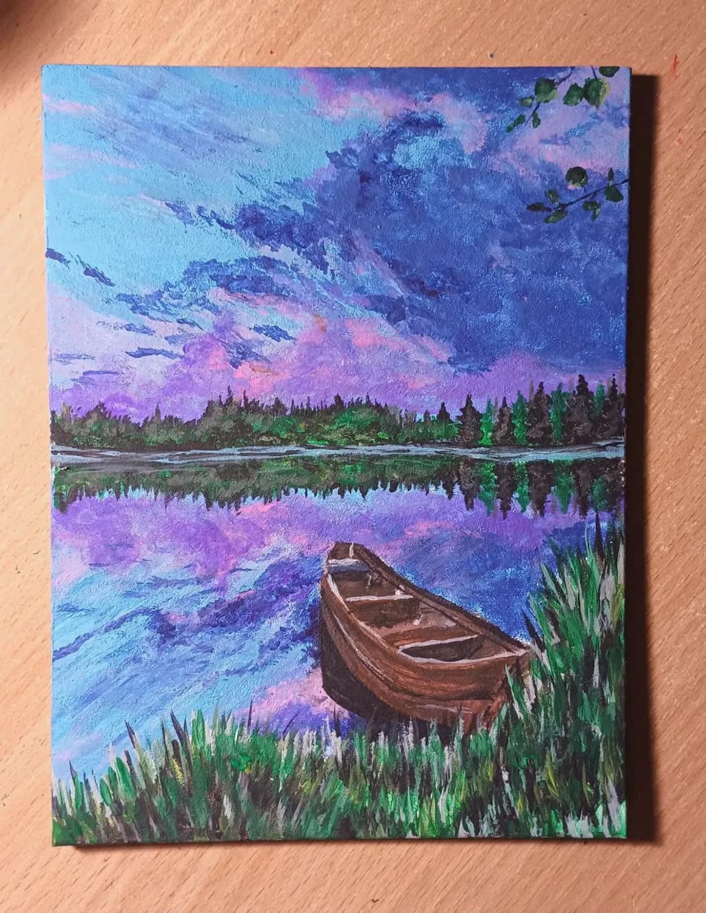 Twilight Canoe Reflection