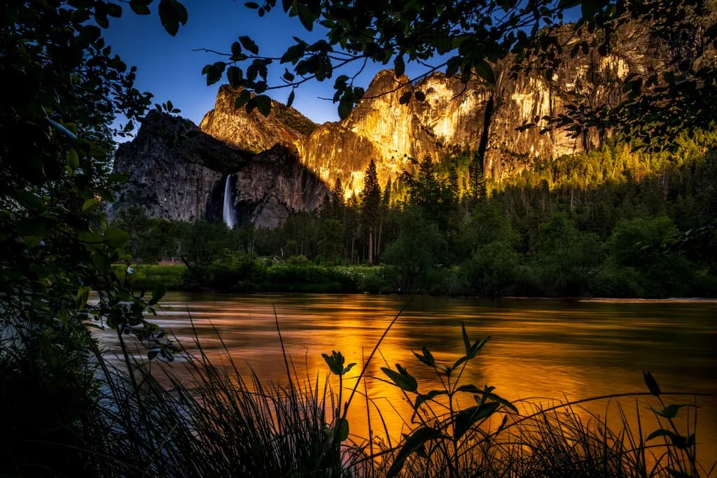 Mountain Waterfall Reflection